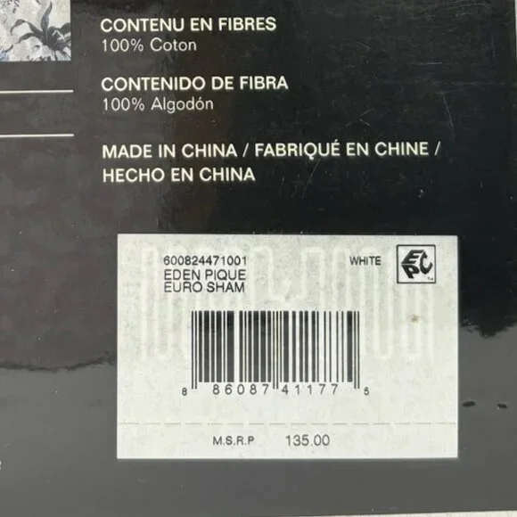 Lauren Ralph Lauren Eden Pique European Sham – White – NWT $135 MSRP